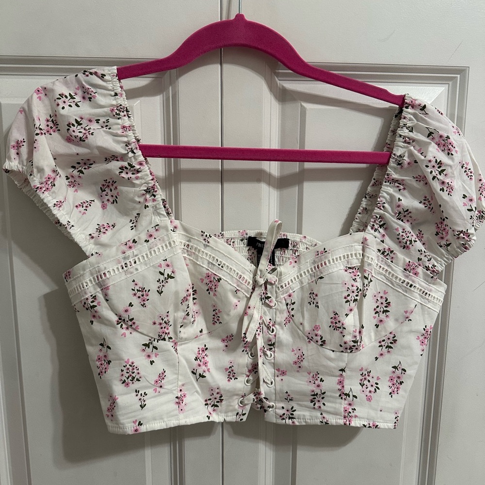 Forever 21 Floral Pink and White Blouse